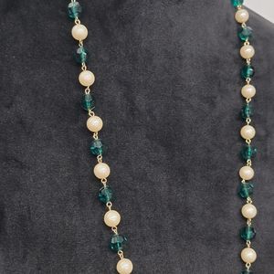 Emerald & Pearl bead necklace